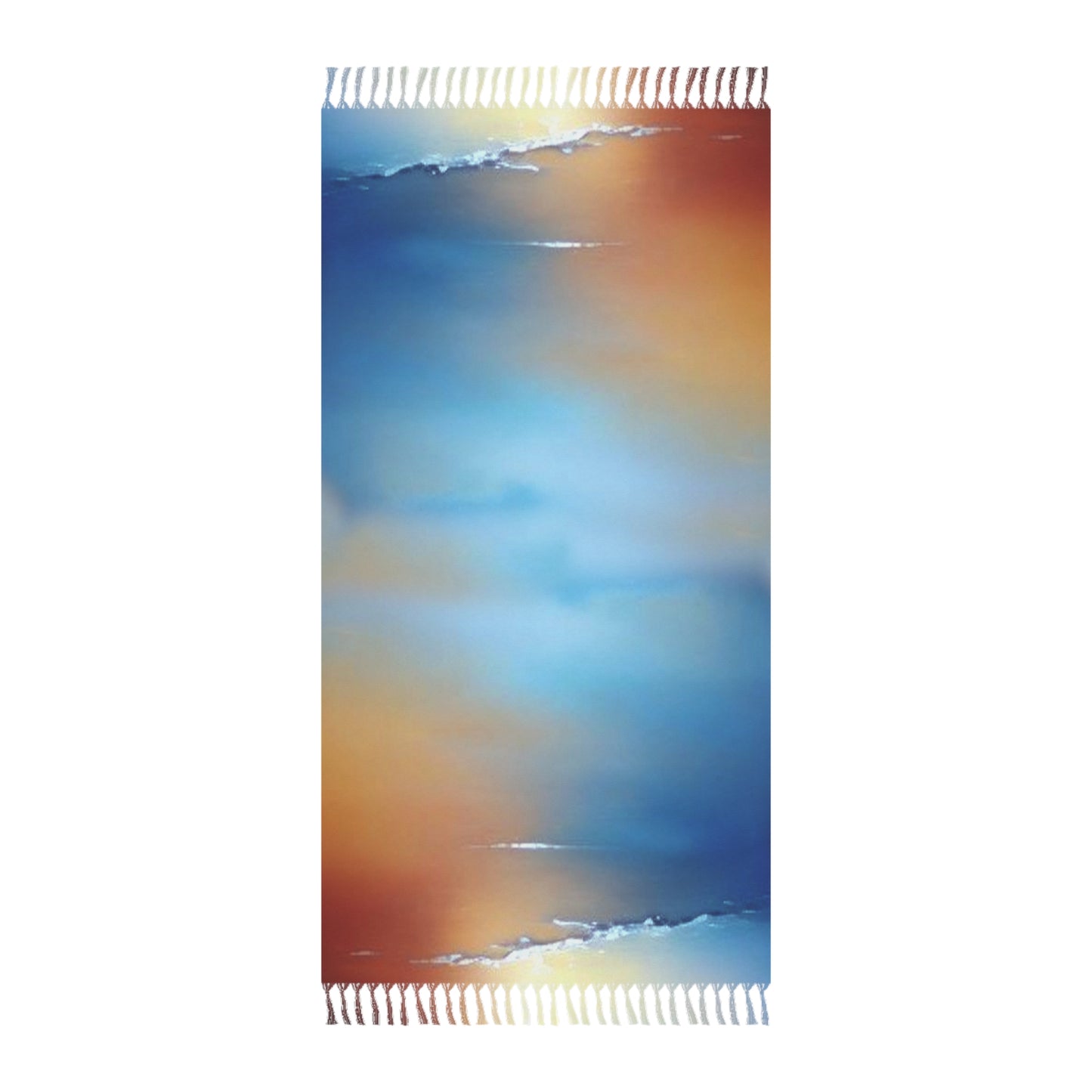 Blue Sea Red Orange Fog 38" × 81" Boho Beach Cloth