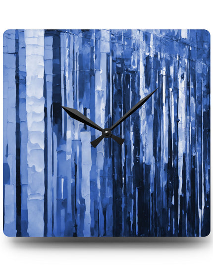 Striped Deep Blue Acrylic Wall Clock, Round or Square, 10.75" x 10.75"