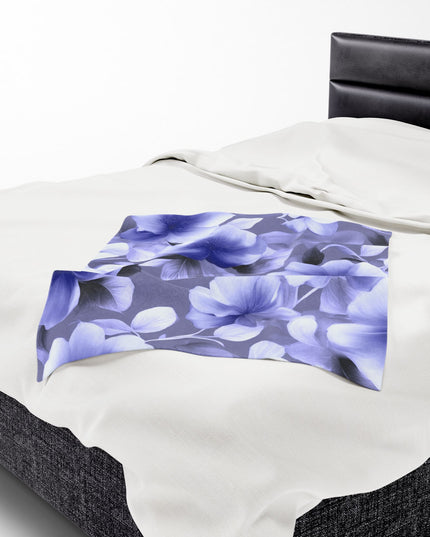 Indigo Blossom Floral Bunch Velveteen Plush Blanket, 30" x 40"