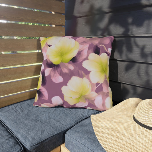 Lemon Blossom Floral Bunch 18" x 18" Outdoor Pillow