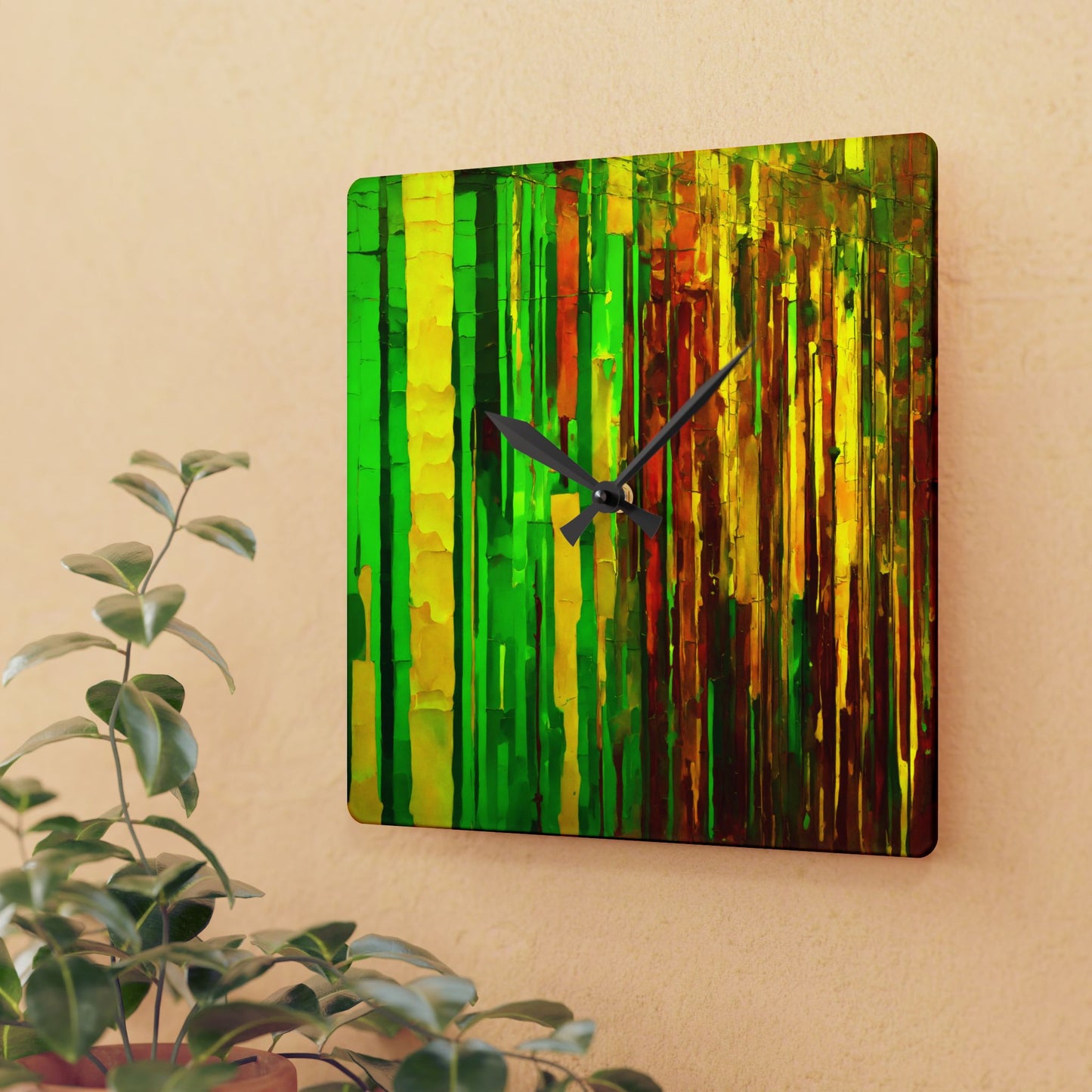 Striped Beta Acrylic Wall Clock, Round or Square, 10.75" x 10.75"