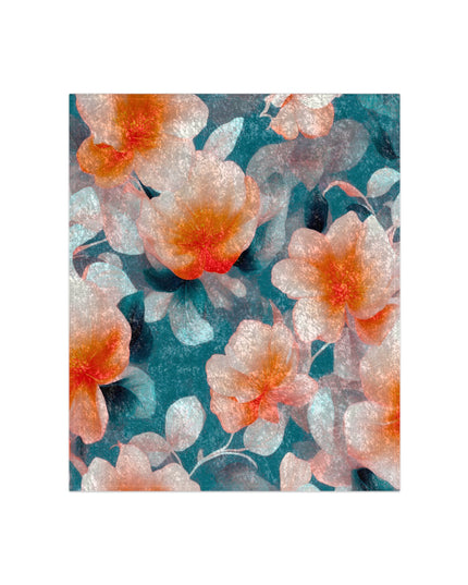 Orange Blossom Floral Bunch Crushed Velvet Blanket, 50" x 60"