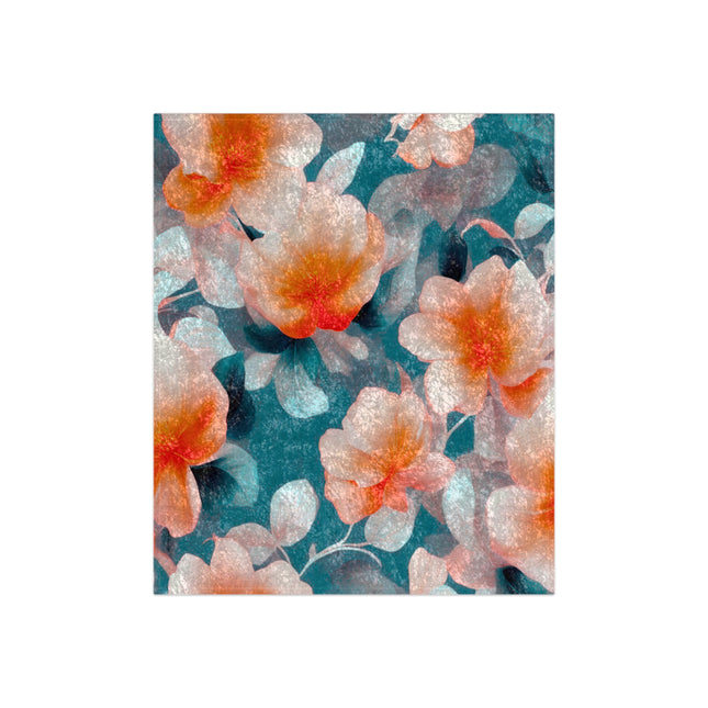 Orange Blossom Floral Bunch Crushed Velvet Blanket, 50" x 60"