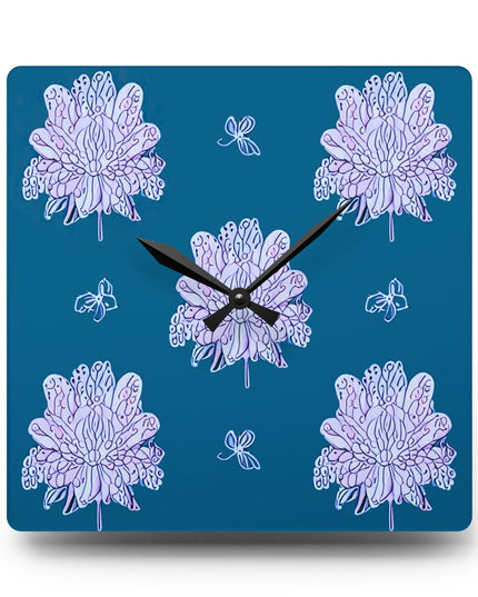 Lavender Floral Butterflies Acrylic Wall Clock, Round or Square, 10.75" x 10.75"