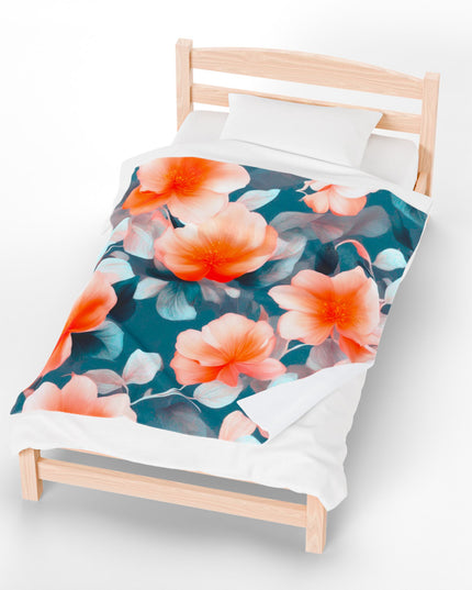 Orange Blossom Floral Bunch Velveteen Plush Blanket, 50" x 60"