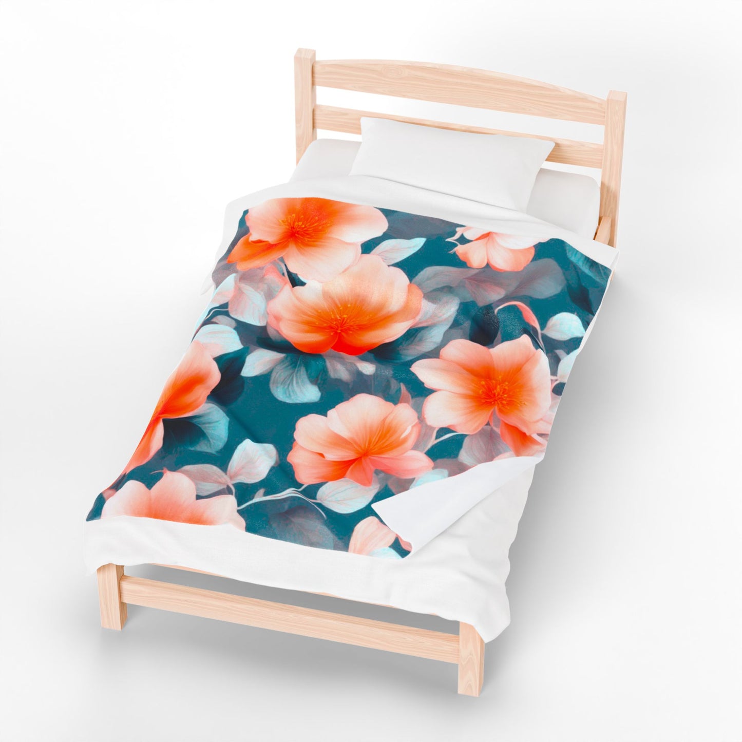 Orange Blossom Floral Bunch Velveteen Plush Blanket, 50" x 60"