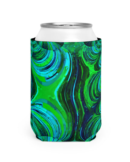 Uzi Spiral Blue Green 12 oz Can Cooler Sleeve