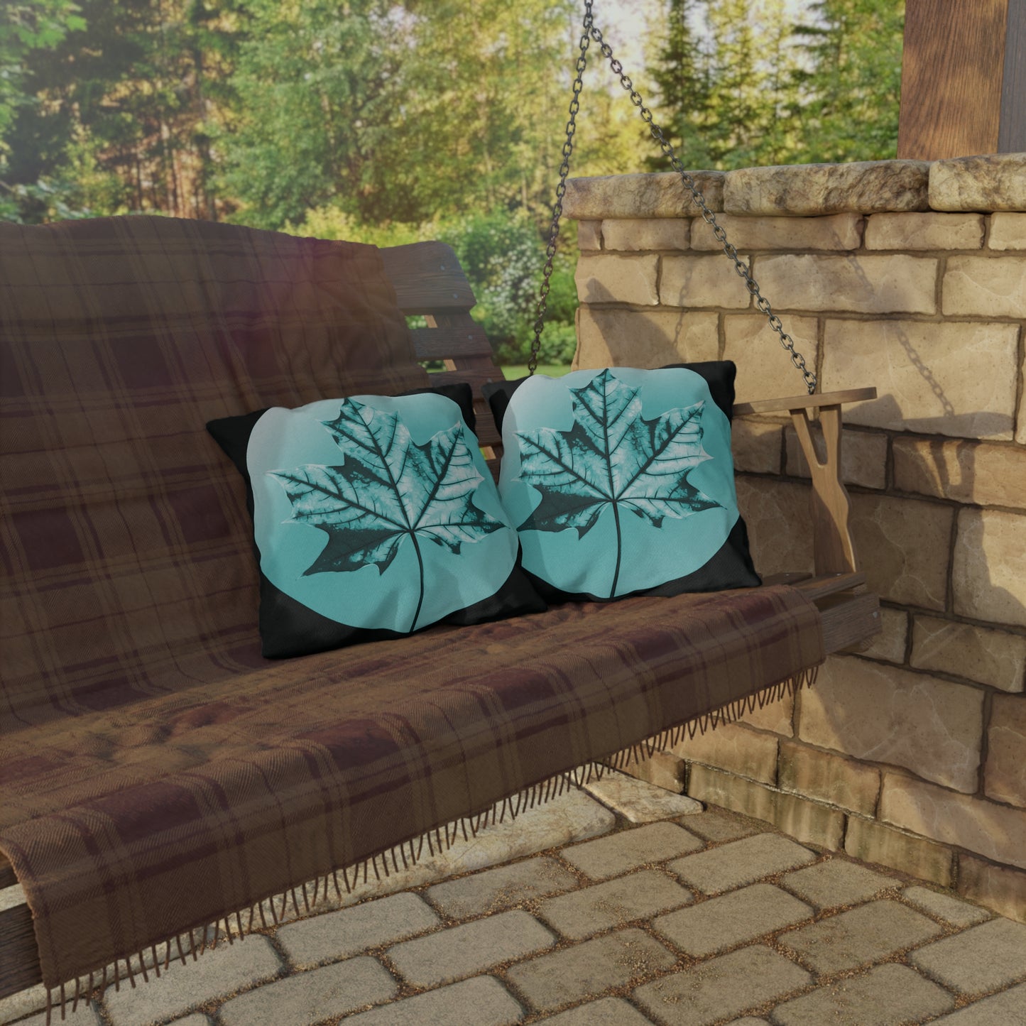 Tif Green Maple Leaf 16" x 16" Outdoor Pillow