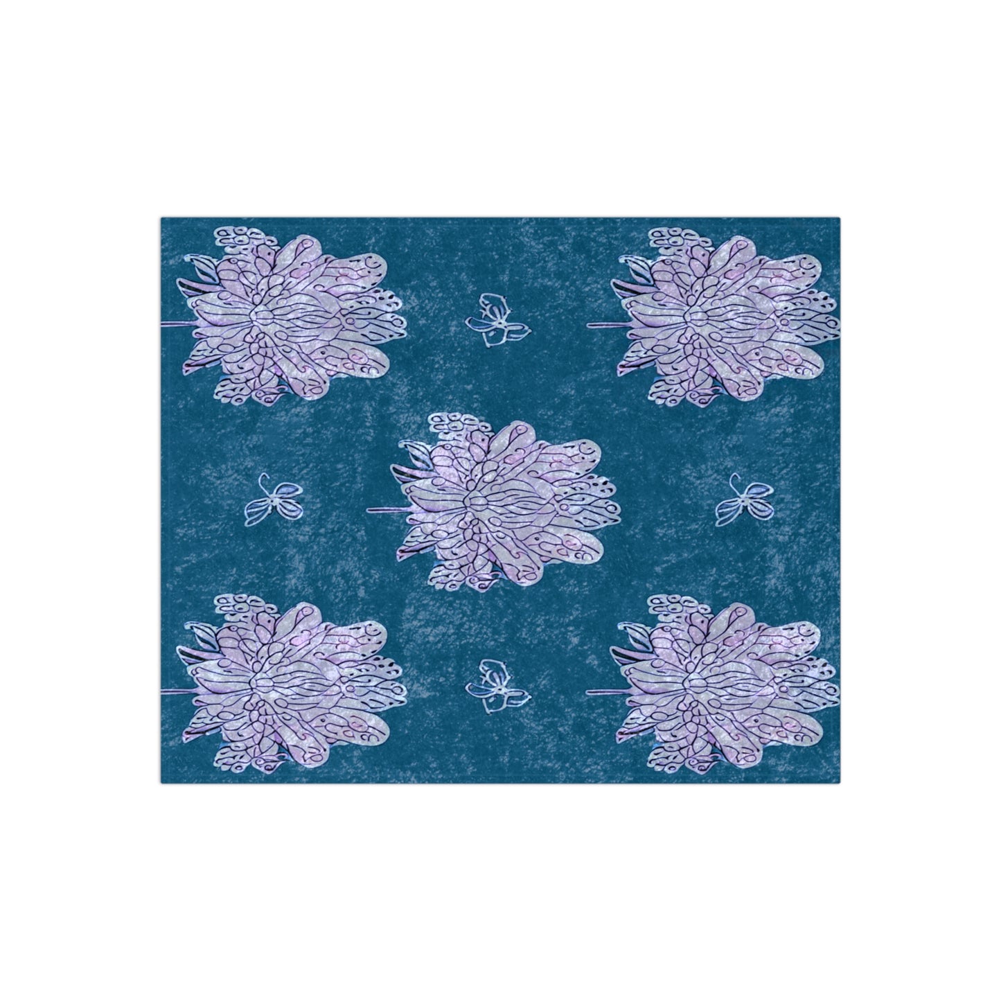 Lavender Floral Butterflies 50" x 60" Crushed Velvet Blanket