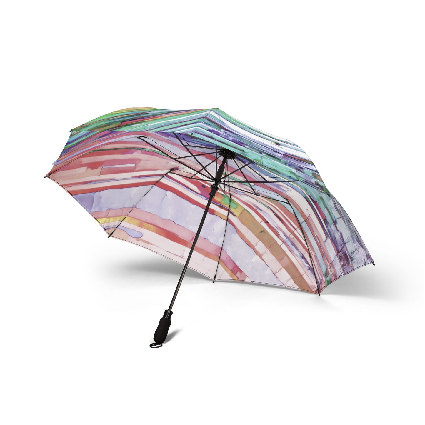 Striped Pastels Foldable Umbrella - Compact & Chic