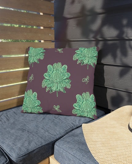 Mint Green Floral Butterflies 16" x 16" Outdoor Pillow