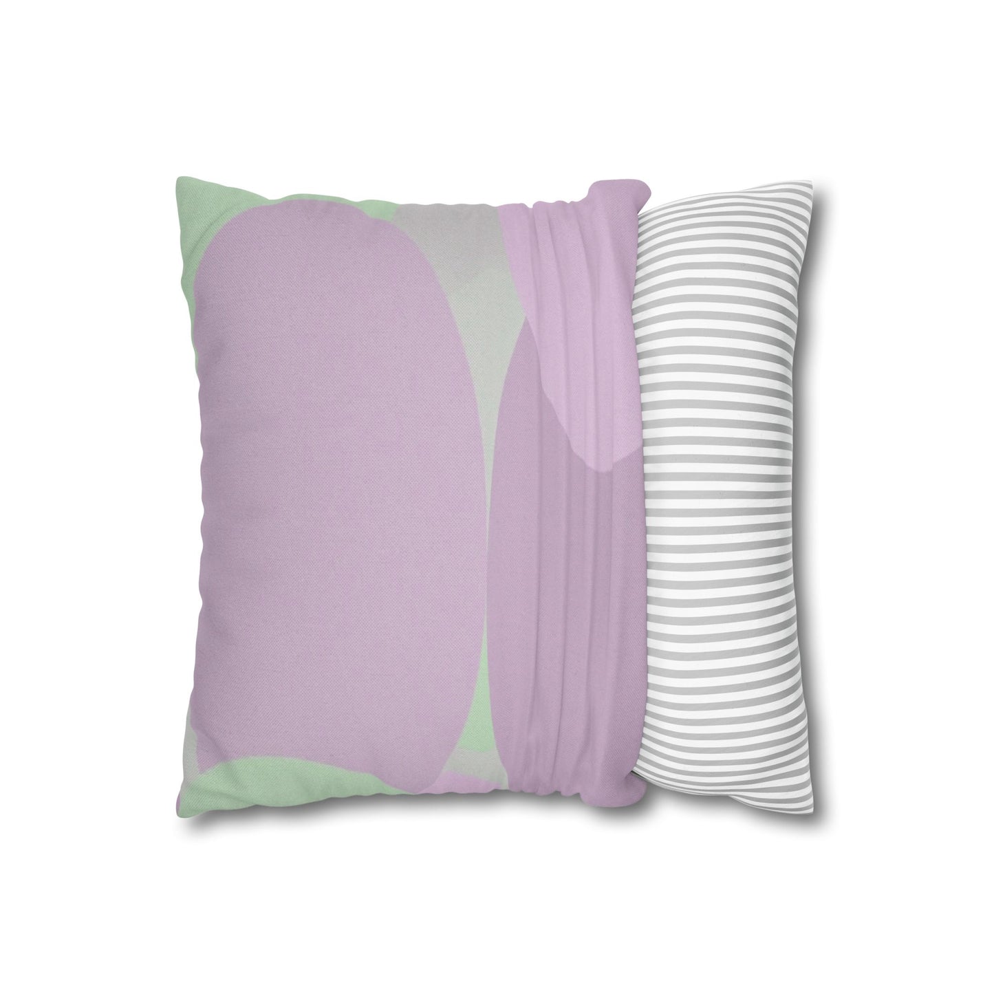 Pastel Lavender Purple and Soft Green Patches Spun Polyester Square Pillowcase, 14" x 14"