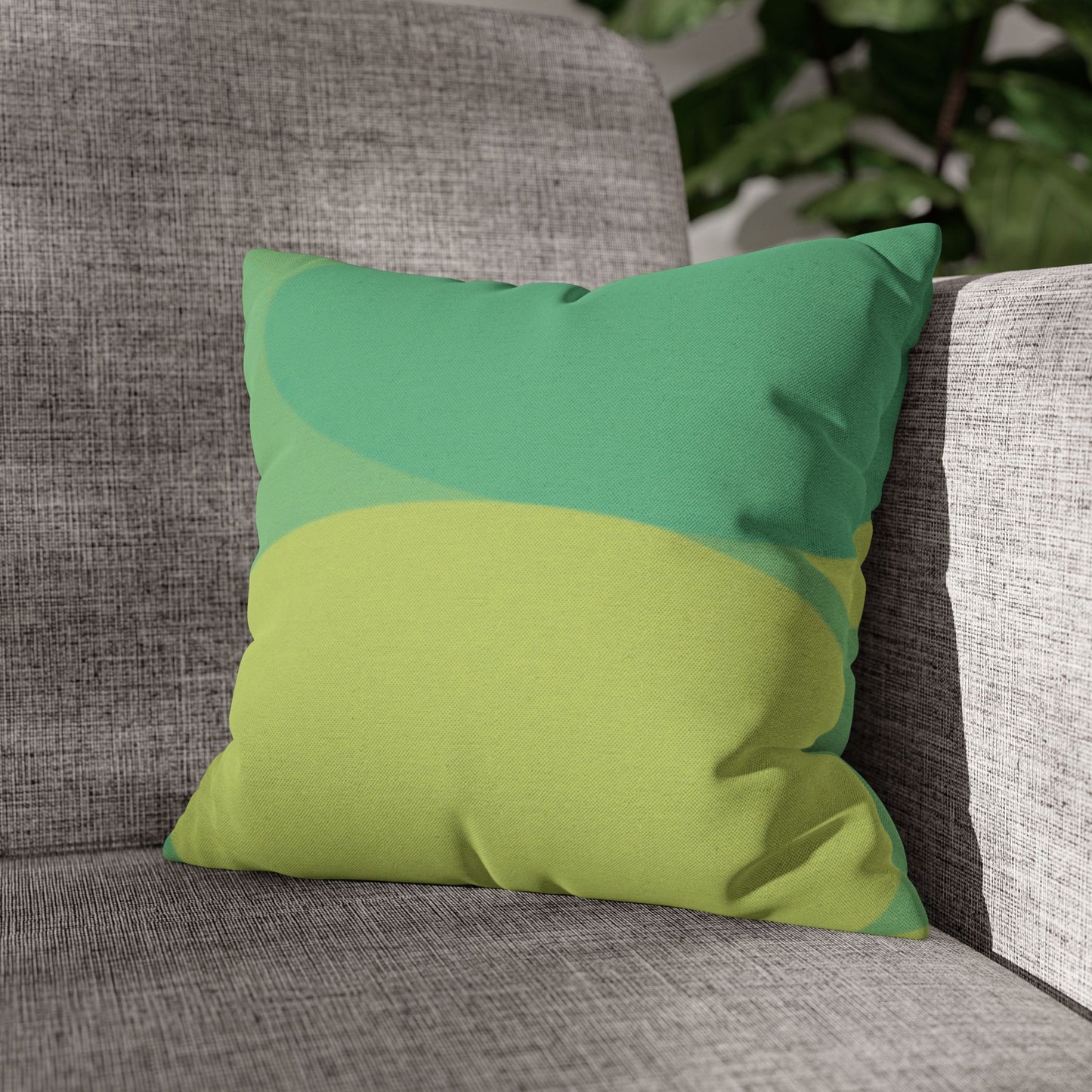 Pastel Green Patches Spun Polyester Square Pillowcase, 14" x 14"