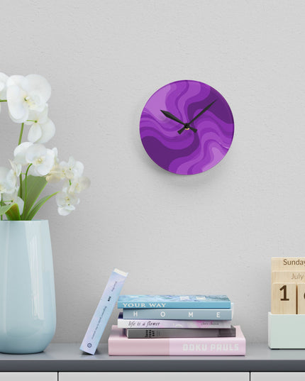 Wavey Purple Wavey 8" x 8" Round Acrylic Wall Clock