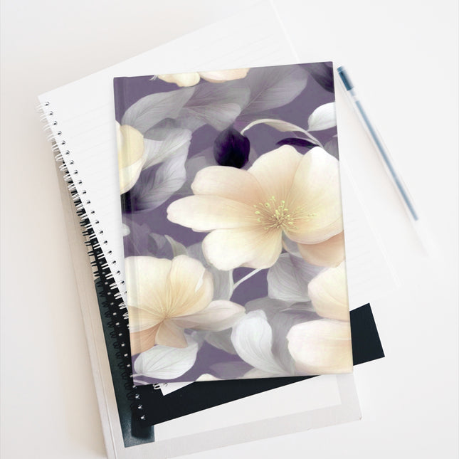 White Blush Floral Bunch Journal - 128 Ruled Line pages, 5" x 7"