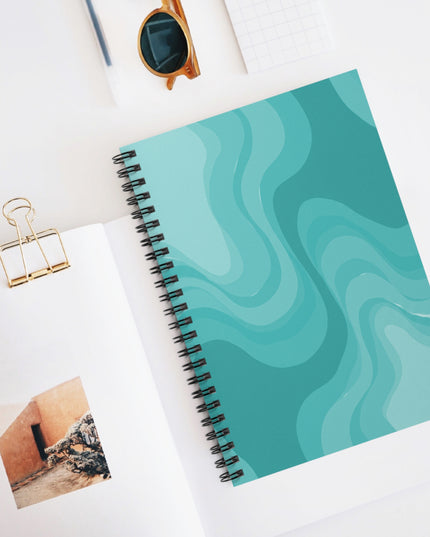 Tif Green Wavey Spiral Notebook - Ruled Line, 6" x 8", 118 pages