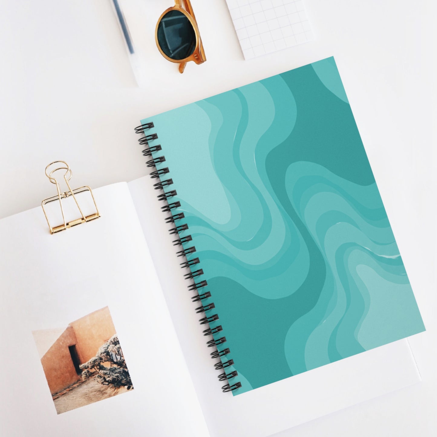 Tif Green Wavey Spiral Notebook - Ruled Line, 6" x 8", 118 pages