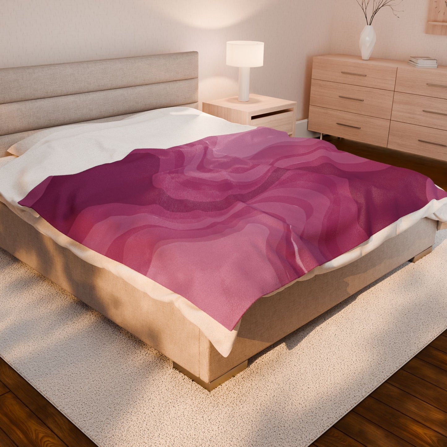 Pinky Mauve Wavey Velveteen Plush Blanket, 60" x 80"