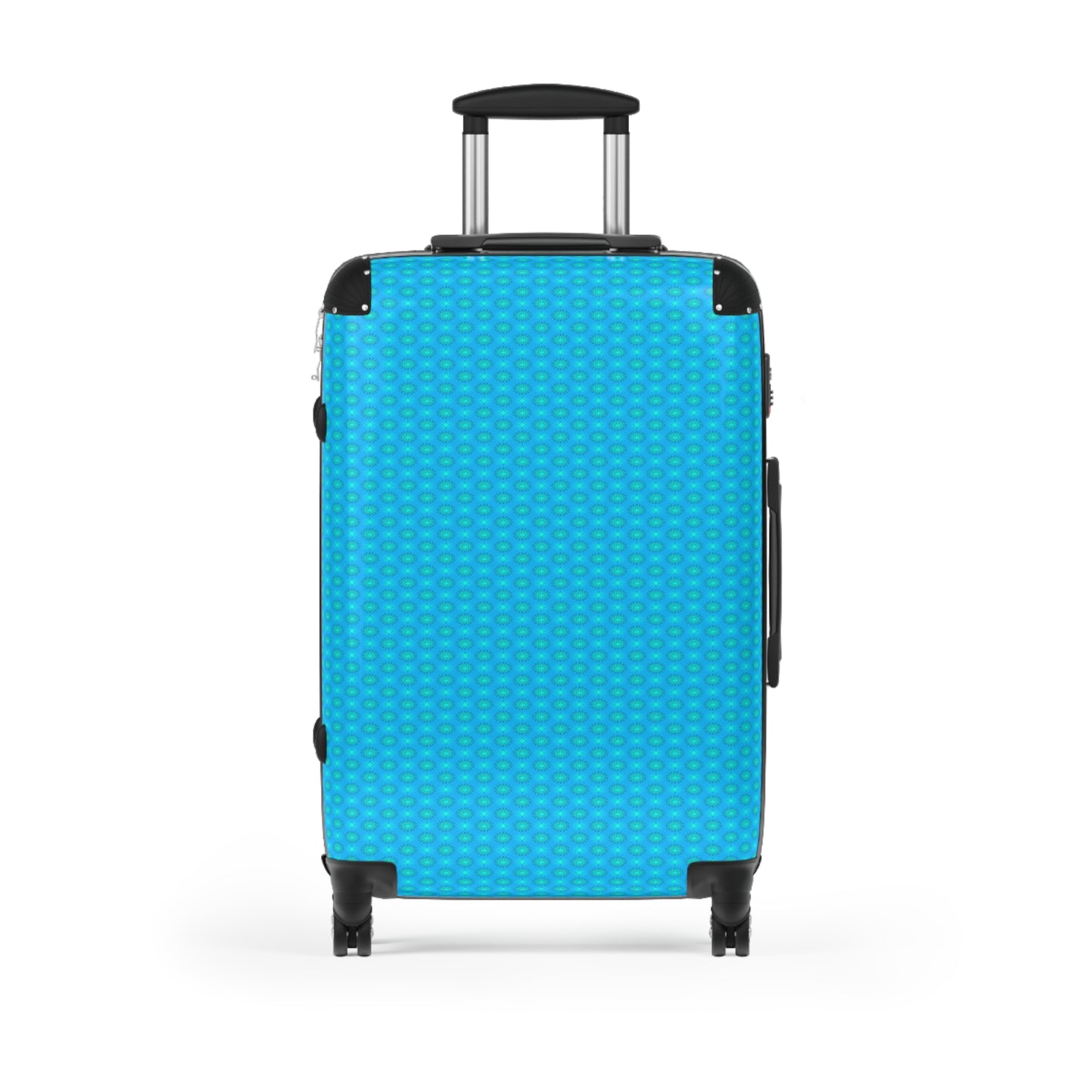 Light Blue Star-crossed Bodies Medium Suitcase with built in lock, 4 double-wheels, telescopic handle, and ABS back hard-shell