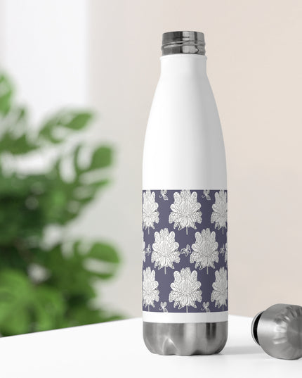 White Floral Butterflies 20oz Insulated Water Bottle