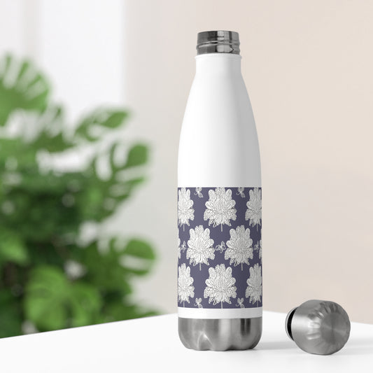 White Floral Butterflies 20oz Insulated Water Bottle
