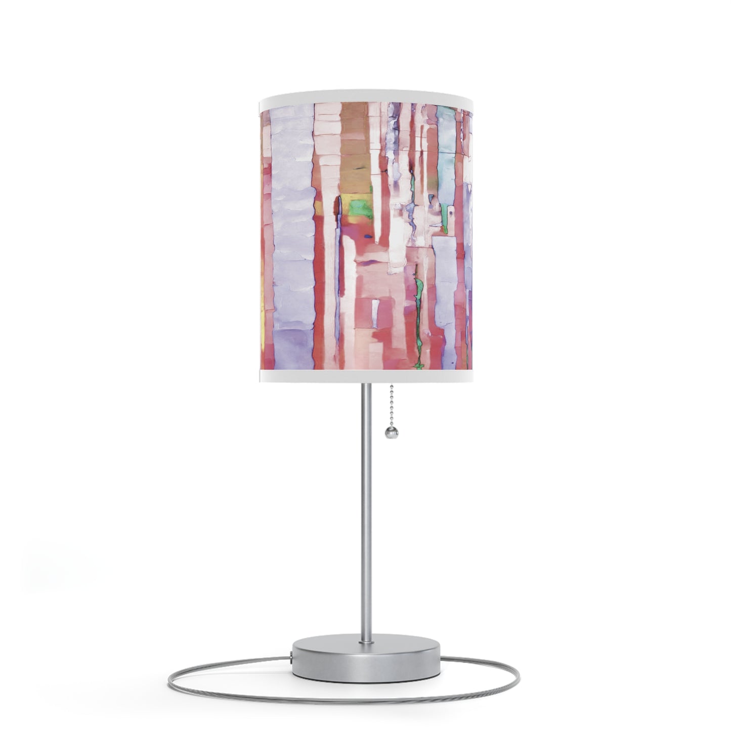 Striped Pastels Table Lamp on a White or Silver Stand, US|CA plug