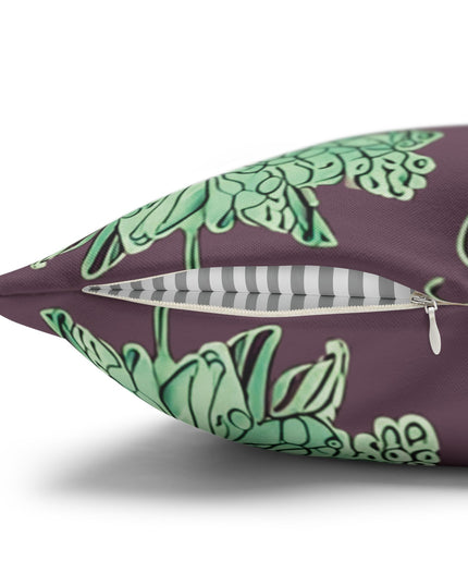 Mint Green Floral Butterflies Spun Polyester Square Pillowcase, 14" x 14"