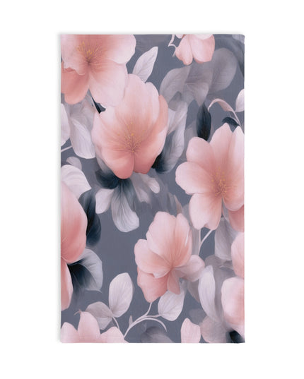 Peach and Blue Gray Floral Bunch Hand Towel, 16" x 28"