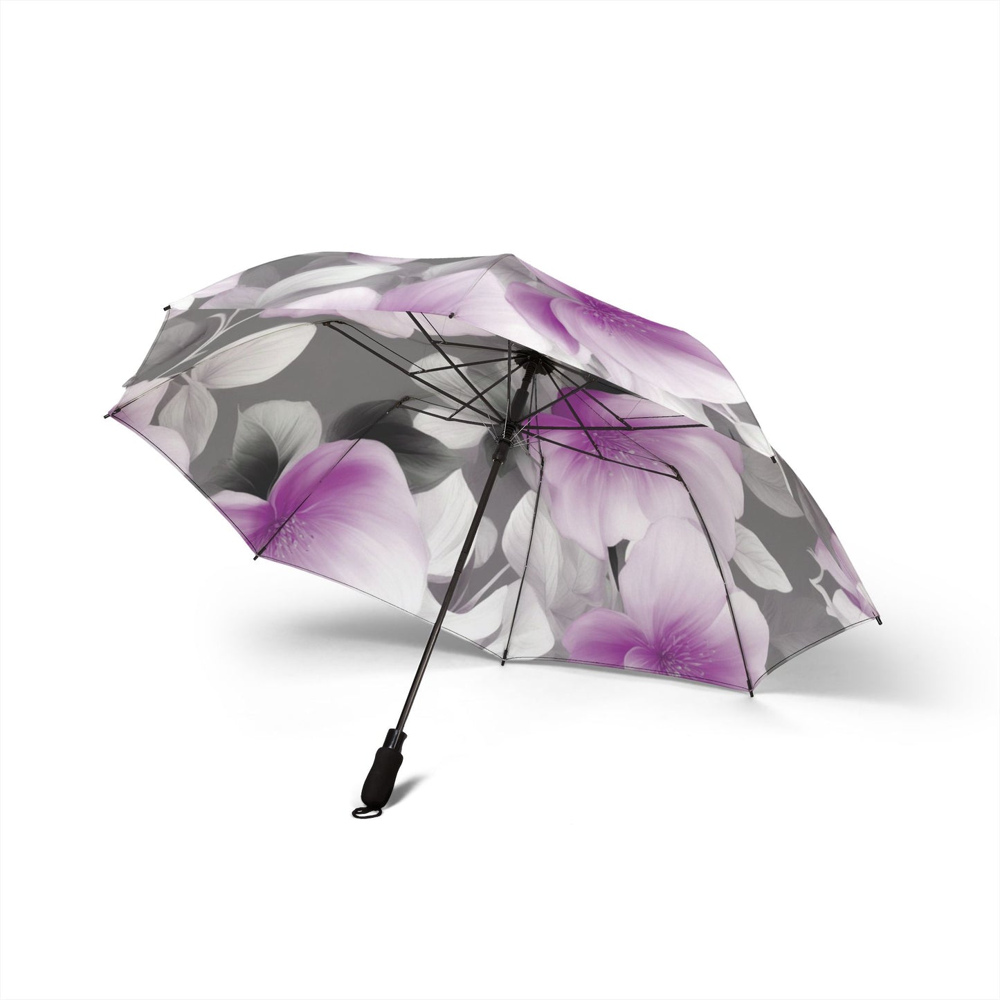 Purple Blossom Floral Bunch Foldable Umbrella - Compact & Chic