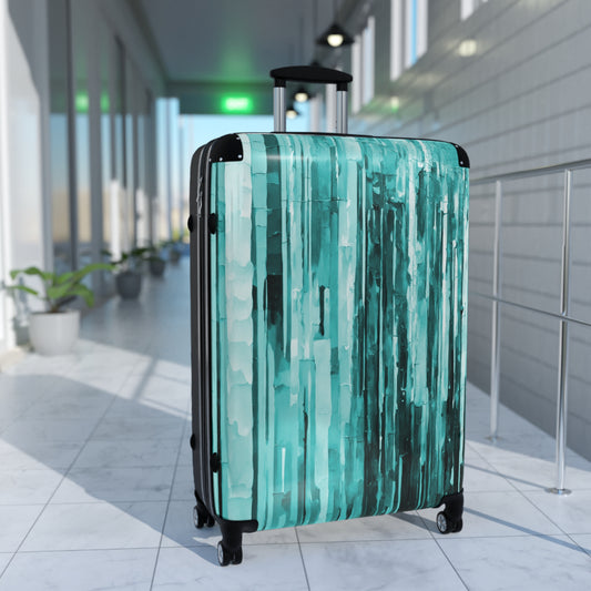 Striped Tif Large Suitcase with built in lock, 4 double-wheels, telescopic handle, and ABS back hard-shell