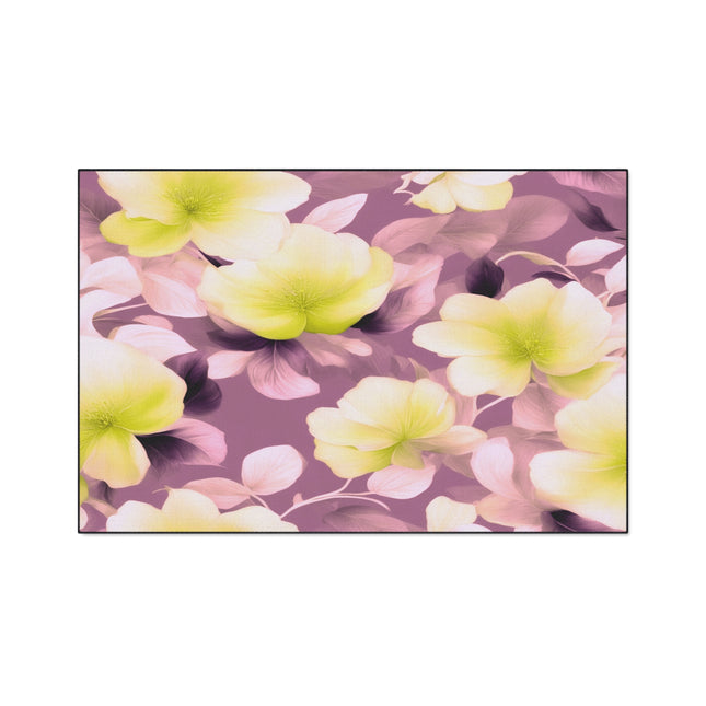 Lemon Blossom Floral Bunch Heavy Duty Floor Mat, 48" x 72"