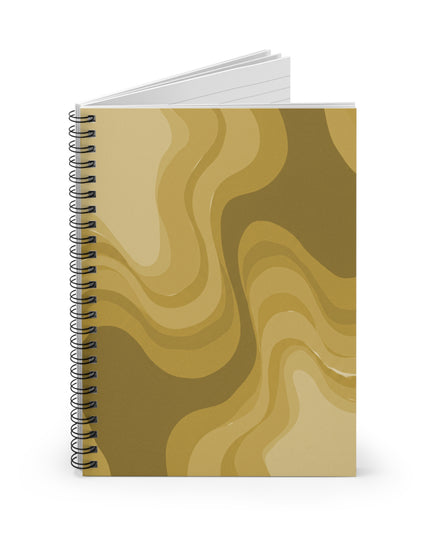Brown Wavey Spiral Notebook - Ruled Line, 6" x 8", 118 pages