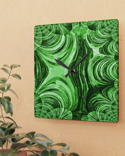 Uzi Spiral Mint Pastel Acrylic Wall Clock, Round or Square, 10.75" x 10.75"
