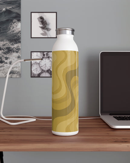 Brown Wavey Slim Water Bottle, 20 oz White