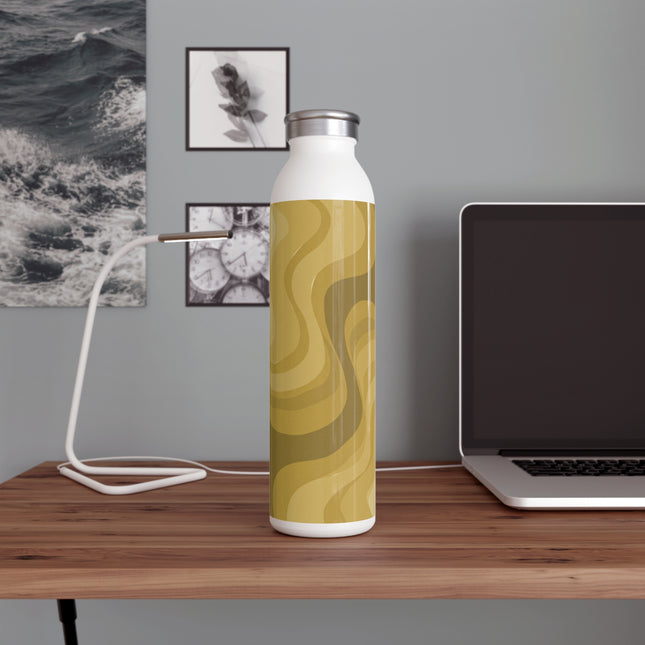 Brown Wavey Slim Water Bottle, 20 oz White