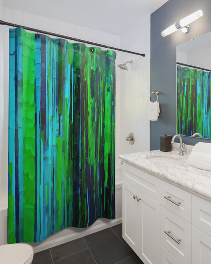 Striped Blue Green Shower Curtains, 71" x 74"