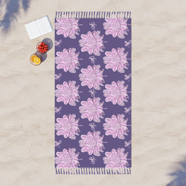 Magenta Floral Butterflies 38" × 81" Boho Beach Cloth