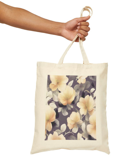 White Blush Floral Bunch Cotton Canvas Tote Bag