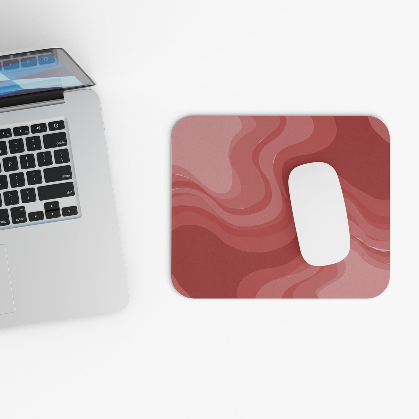 Power Red Wavey Mouse Pad, 9" x 8" Rectangle