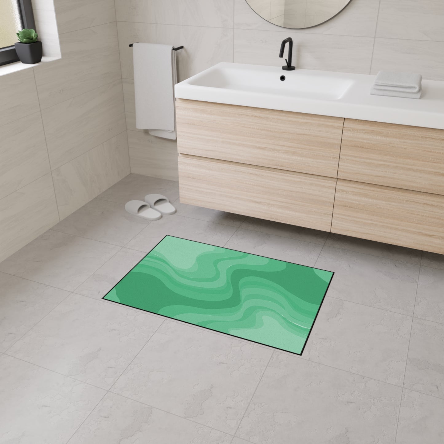 Mint Green Wavey 24" x 36" Heavy Duty Floor Mat