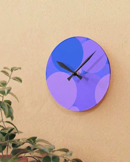 Pastel Purple Family Patches Acrylic Round Wall Clock, 8" x 8"