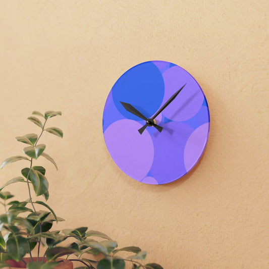 Pastel Purple Family Patches Acrylic Round Wall Clock, 8" x 8"