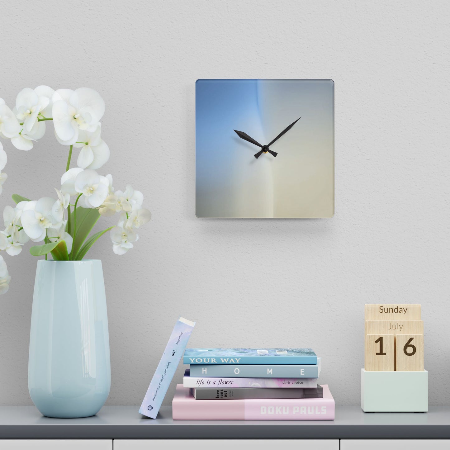 Cobalt Fade Acrylic Wall Clock, Round or Square, 10.75" x 10.75"