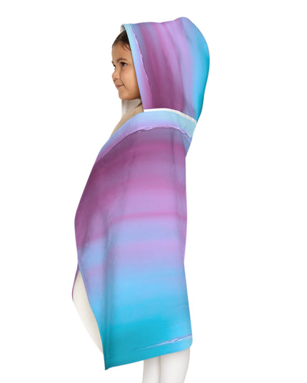 Dark Blue Green Sea Purple Fog Youth Hooded Towel, 24" x 48"