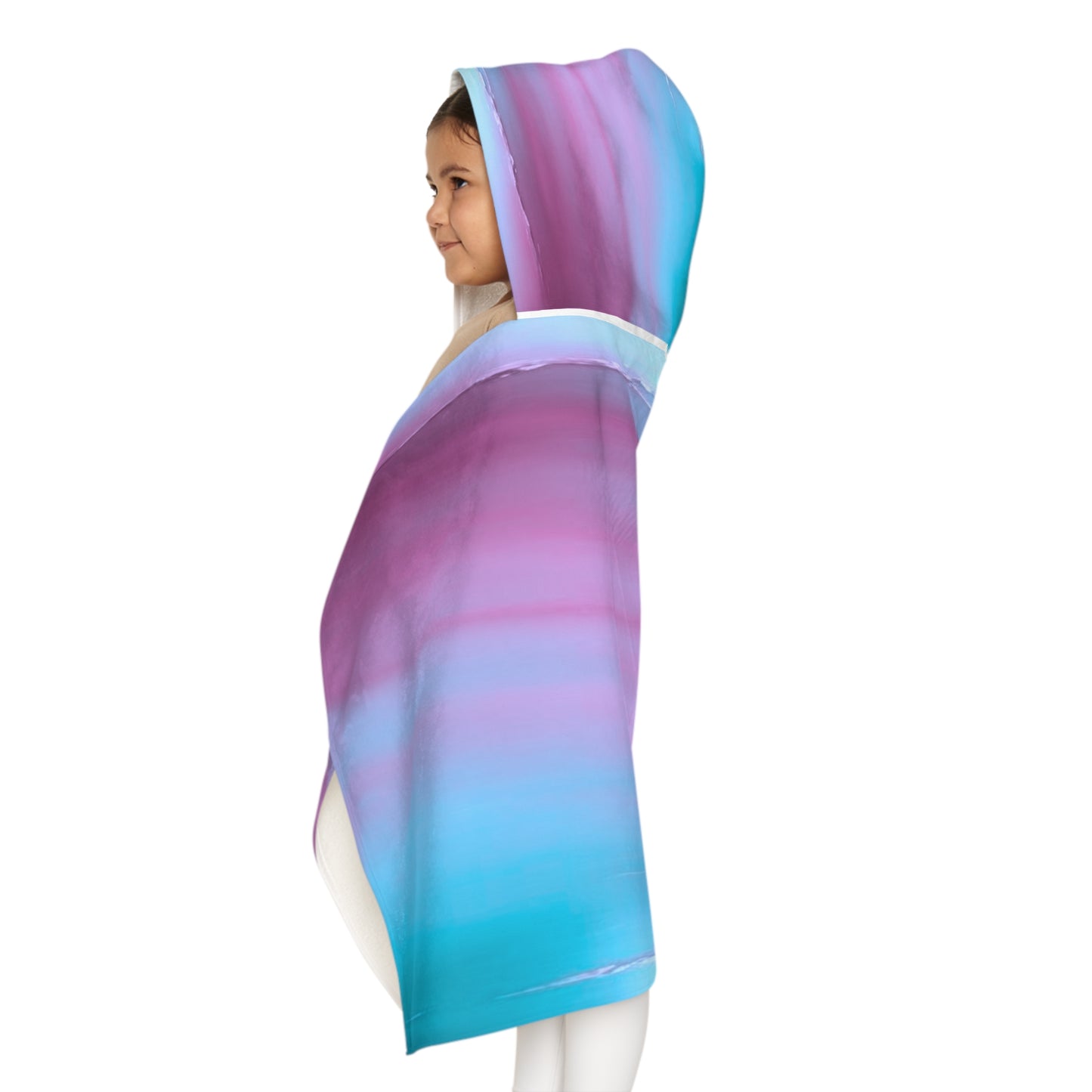 Dark Blue Green Sea Purple Fog Youth Hooded Towel, 24" x 48"