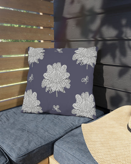 White Floral Butterflies 16" x 16" Outdoor Pillow