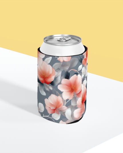 Red Blossom Floral Bunch 12 oz Can Cooler Sleeve