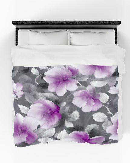 Purple Blossom Floral Bunch Velveteen Plush Blanket, 60" x 80"