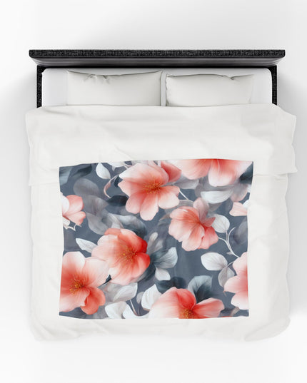 Red Blossom Floral Bunch Velveteen Plush Blanket, 50" x 60"