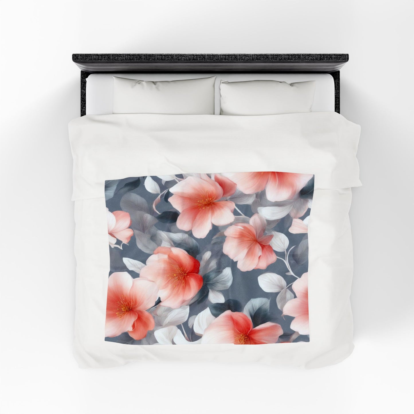 Red Blossom Floral Bunch Velveteen Plush Blanket, 50" x 60"